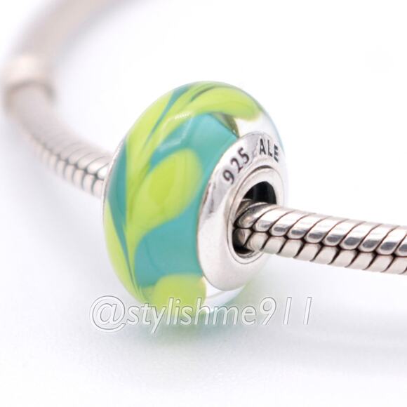 Authentic PANDORA Aqua and Green Swirl Charm - 790673 - Picture 3 of 11